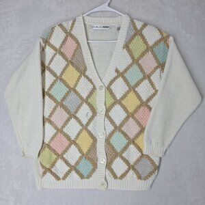 Chaus Sweater 3D Knit Art 80s Pastel Diamond Womens Size Med Grandmacore READ